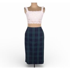 NWOT Lord & Taylor Pencil Skirt Womens Size 10 Green Plaid Tartan Career Office